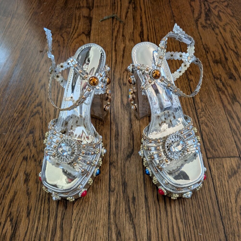 Azalea Wang Gemmed Pumps - Silver